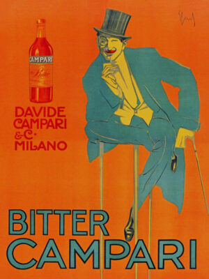 Bitter Campari, Campari, Bitter Campari, aperitif, Italian advertisement, vintage advertisement, vintage poster, advertising art, Leonetto Cappiello, Art Deco, Art Nouveau, Italian art, liquor, cocktail, bitters, aperitivo, bottle, wrapped bottle, graphic design, typography, black background, bold design, iconic poster, classic illustration, antique print, vintage illustration, historical advertisement, collector print, retro advertising, bar decor, kitchen art, restaurant decor, café decor, beverage art, alcohol, spirits, Milan, Italy, Belle Époque, poster art, museum art, wall art, European advertising, minimalist design, famous poster, nostalgic, decorative art, liquor label, vintage decor, classic poster, advertising history