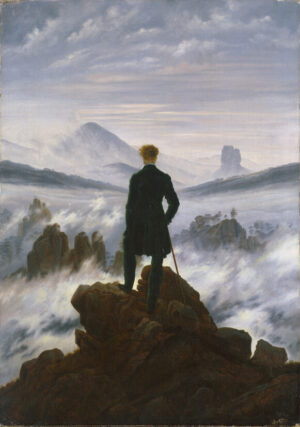 Wanderer Above the Sea of Fog, caspar david friedrich, wanderer above the sea of fog, romanticism, landscape, mountains, fog, solitude, explorer, figure, german, nature, dramatic