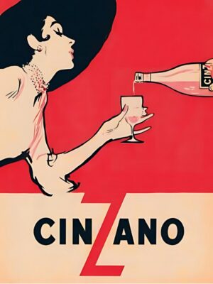 Cinzano Lady, Cinzano, Leonetto Cappiello, Cappiello, Italian advertisement, bar art, vintage advertisement, vintage poster, advertising art, Art Deco, Art Nouveau, modernist design, graphic design, woman, female figure, elegant woman, portrait, pouring wine, wine glass, vermouth, aperitif, cocktail, Italian vermouth, liquor, spirits, bottle, bold typography, red background, classic illustration, vintage illustration, antique print, poster art, retro advertising, bar decor, kitchen art, restaurant decor, café decor, beverage art, collector print, museum art, wall art, European advertising, Belle Époque, decorative art, vintage decor, iconic poster, famous poster, minimalist design, stylish, classic graphic design, nostalgic