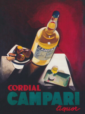 Bitter Campari, Campari, Bitter Campari, aperitif, Italian advertisement, bar art, vintage advertisement, vintage poster, advertising art, Leonetto Cappiello, Art Deco, Art Nouveau, Italian art, liquor, cocktail, bitters, aperitivo, bottle, wrapped bottle, graphic design, typography, black background, bold design, iconic poster, classic illustration, antique print, vintage illustration, historical advertisement, collector print, retro advertising, bar decor, kitchen art, restaurant decor, café decor, beverage art, alcohol, spirits, Milan, Italy, Belle Époque, poster art, museum art, wall art, European advertising, minimalist design, famous poster, nostalgic, decorative art, liquor label, vintage decor, classic poster, advertising history