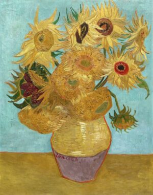 Sunflowers by Vincent van Gogh, sunflowers, flowers, floral, still life, post impressionism, van gogh, yellow flowers, botanical, vase, famous painting, nature, most popular, oil painting