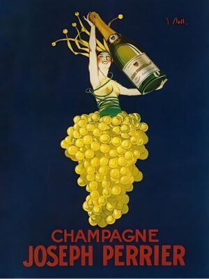 Champagne Joseph Perrier, Joseph Perrier, champagne, sparkling wine, vintage advertisement, vintage poster, advertising art, Art Deco, Art Nouveau, modernist design, graphic design, woman, female figure, portrait, grapes, grape cluster, vineyard, harvest, champagne bottle, wine bottle, celebration, festive, elegant, French champagne, wine, luxury, vintage illustration, antique print, poster art, retro advertising, bar decor, kitchen art, restaurant decor, café decor, beverage art, collector print, museum art, wall art, European advertising, decorative art, vintage decor, iconic poster, classic graphic design, wine lover, champagne lover, Belle Époque, festive decor, entertaining, sophisticated, vineyard art, grape harvest, joyful, French art