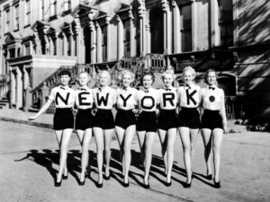 New York Chorus Line, new york, chorus line, dancers, vintage photography, black and white, broadway, performers, typography, retro, city, theatrical, woman, women