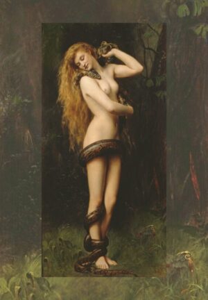 Lilith by John Collier, Eve With Serpent, eve, serpent, snake, adam and eve, biblical, mythology, nude, figurative, temptation, eden, fantasy, symbolism, classical