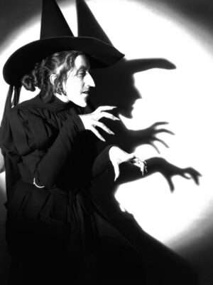 Vintage Witch Shadow Portrait, witch, witchcraft, halloween, black and white, wicked witch, wizard of oz, shadow portrait, dramatic, gothic, spooky, dark, photography, vintage, occult, costume, silhouette, noir