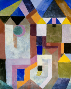 Colorful Architecture by Paul Klee, paul klee, castle and sun, abstract, geometric, modern art, colorful, cubism, houses, bauhaus, whimsical, expressionism, fine art