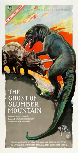 The Ghost of Slumber Mountain Movie Poster, dinosaurs, vintage movie poster, prehistoric, tyrannosaurus, adventure, fantasy, paleontology, classic cinema, monster, retro, film poster