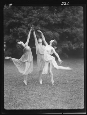 Sisters of the Sun by Arnold Genthe, Three Modern Dancers, modern dance, trio, dancers, performance, movement, ballet, grace, vintage photography, figurative, expressive, black and white